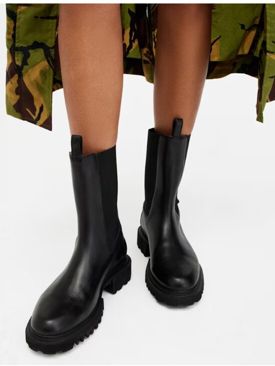 All Saints Shoes - ALLSAINTS Women's Hallie Stretch Mid Calf Boots in Black, Size 38 ur US8